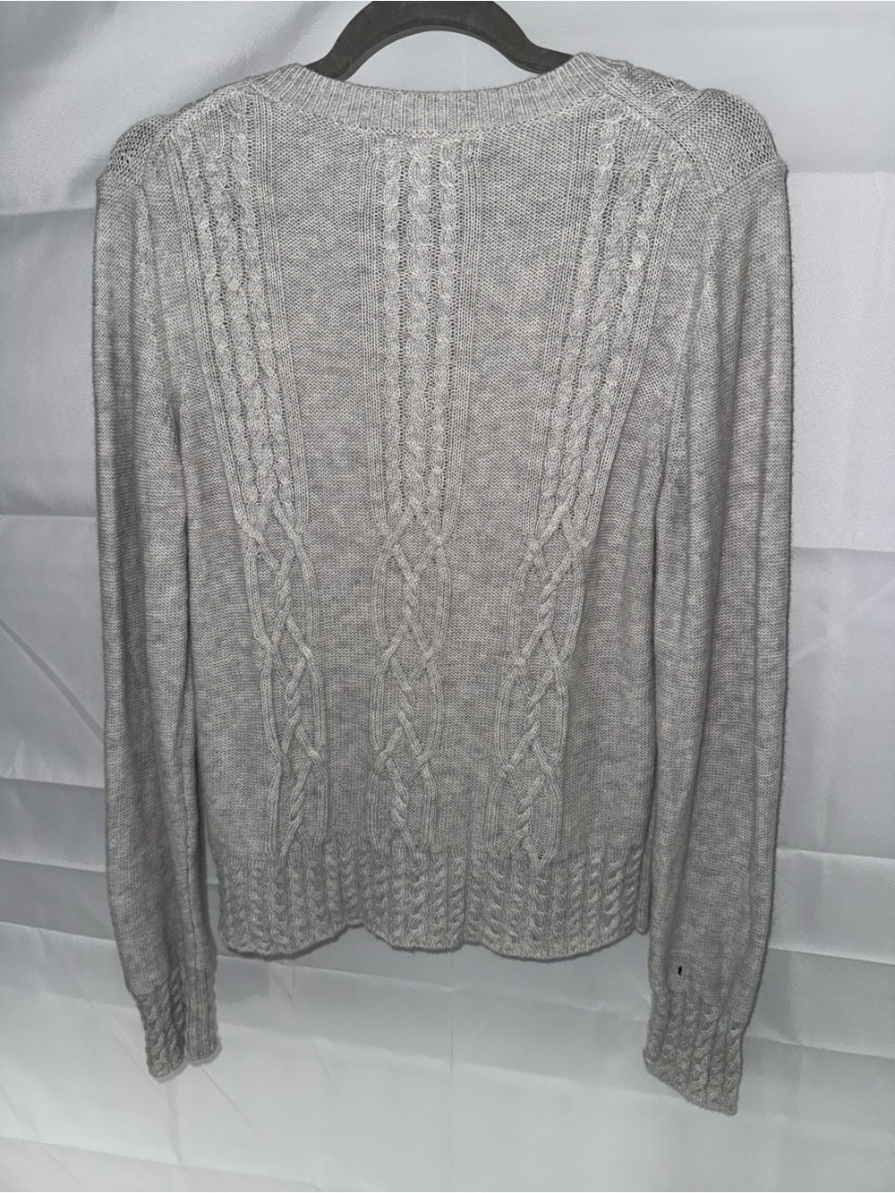 Banana Republic Merino Wool Alpaca Cable Knit Sweater Gray M - Picture 4 of 10